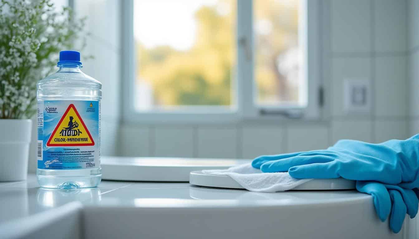 Illustration: Comprendre l’acide chlorhydrique utilisé dans les WC : définition, usages et propriétés